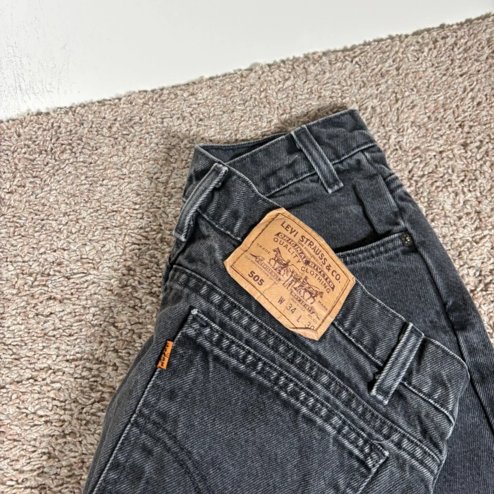 Vintage Levis 505 Orange Tab Jeans Mens 34x30 (Fits 32x29) Black Made in USA